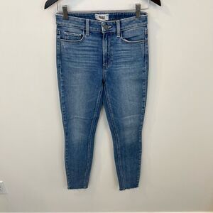Paige High rise ankle leg skinny jean raw hem | Size 27